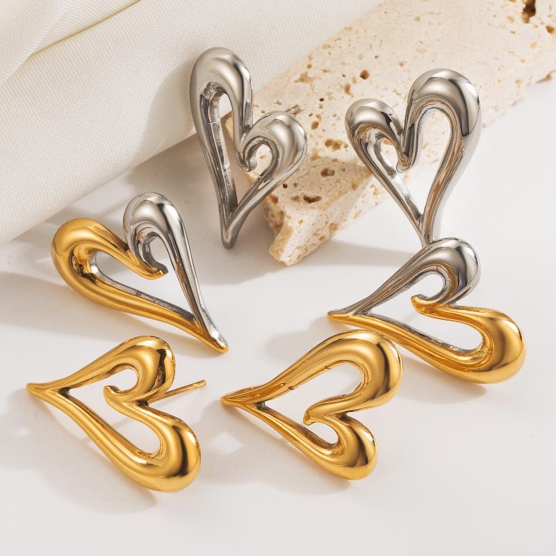 1 Pair Basic Sweet Commute Heart Shape Plating 304 Stainless Steel 18K Gold Plated Ear Studs By Trendy Jewels
