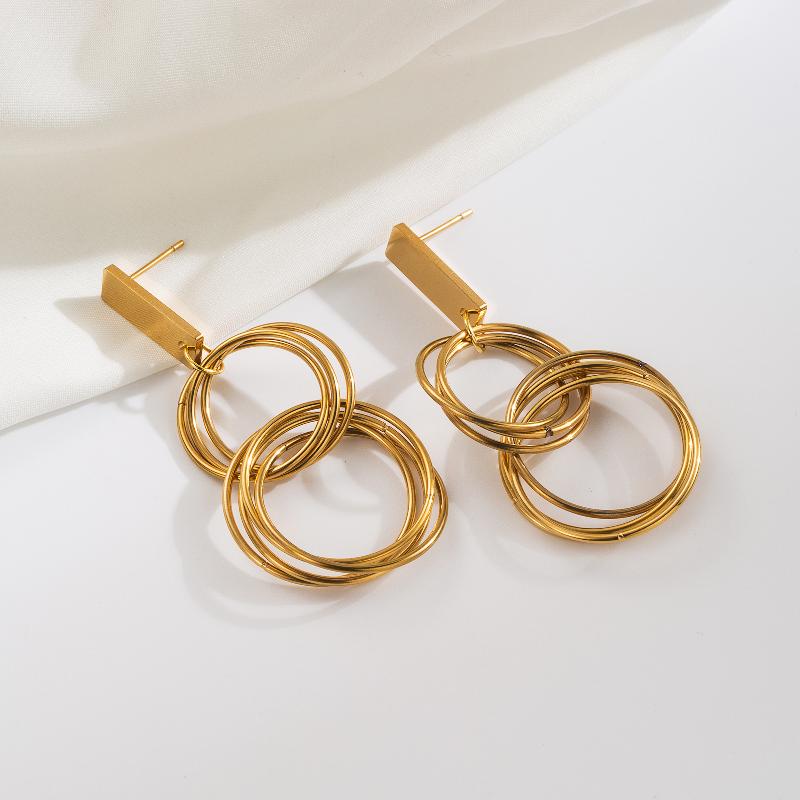 1 Pair Basic Modern Style Classic Style Irregular Round 304 Stainless Steel 18K Gold Plated Hoop Earrings Drop Earrings By Trendy Jewels