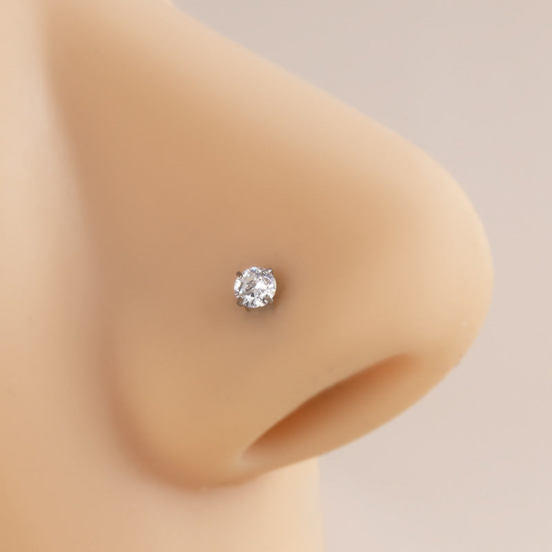 casual geometric titanium inlay zircon nose studs By Trendy Jewels