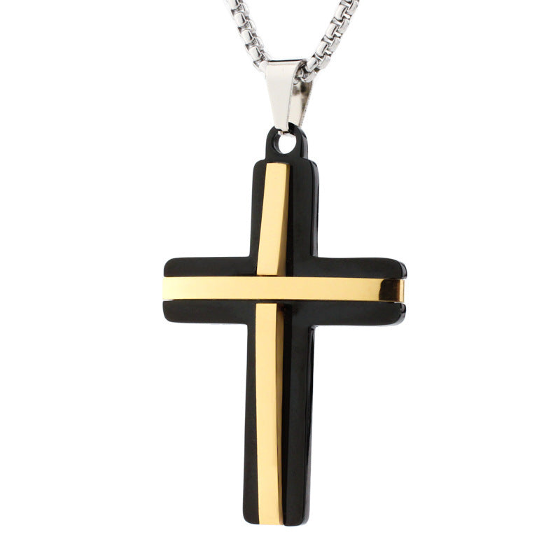 vacation rock streetwear cross stainless steel plating 24k gold plated unisex pendant necklace By Trendy Jewels