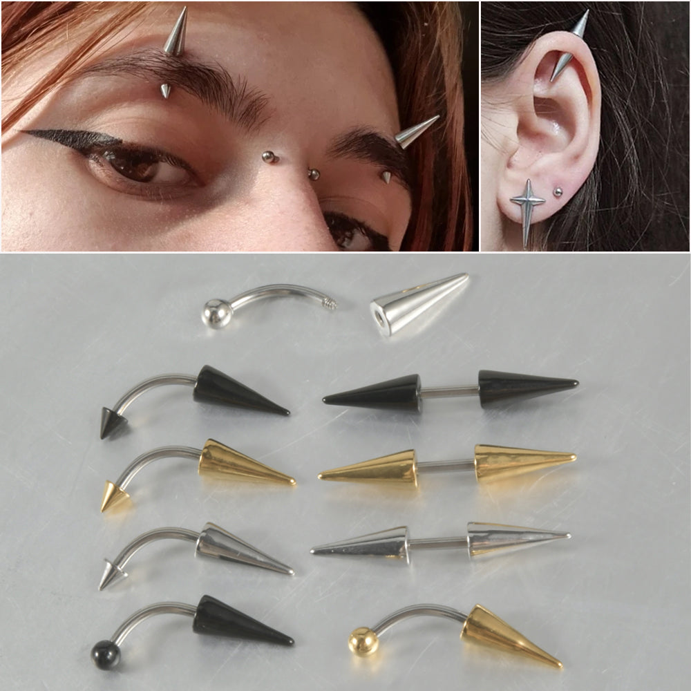 casual exaggerated simple style solid color stainless steel eyebrow nails ear studs in bulk By Trendy Jewels