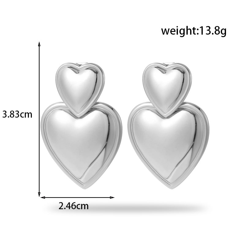 sweet simple style heart shape stainless steel plating inlay zircon 18k gold plated bracelets earrings necklace By Trendy Jewels