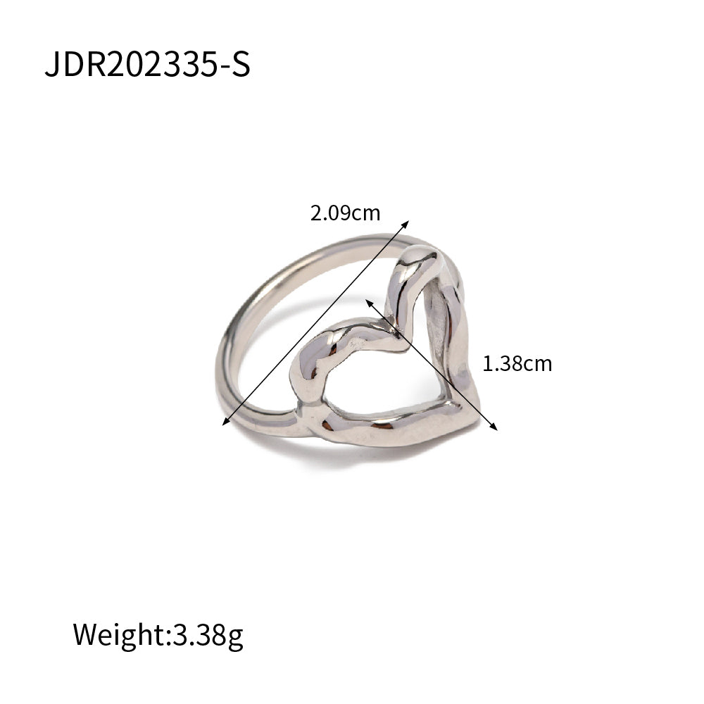 Simple Style Classic Style Heart Shape 316 Stainless Steel 18K Gold Plated Rings In Bulk By Trendy Jewels