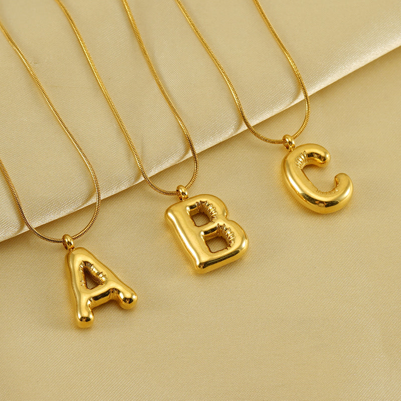 casual classic style letter stainless steel polishing plating 18k gold plated pendant necklace By Trendy Jewels