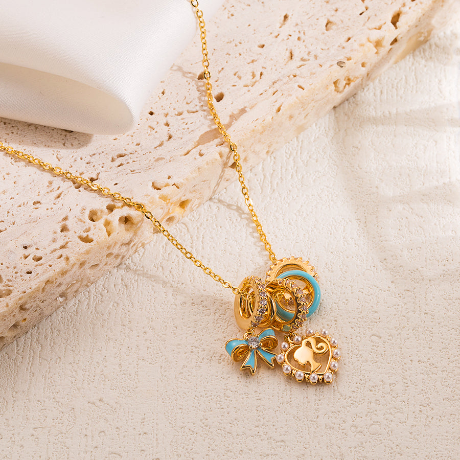 Copper 14K Gold Plated Cute Sweet Inlay Flower Acrylic Artificial Pearls Zircon Drop Earrings By Trendy Jewels