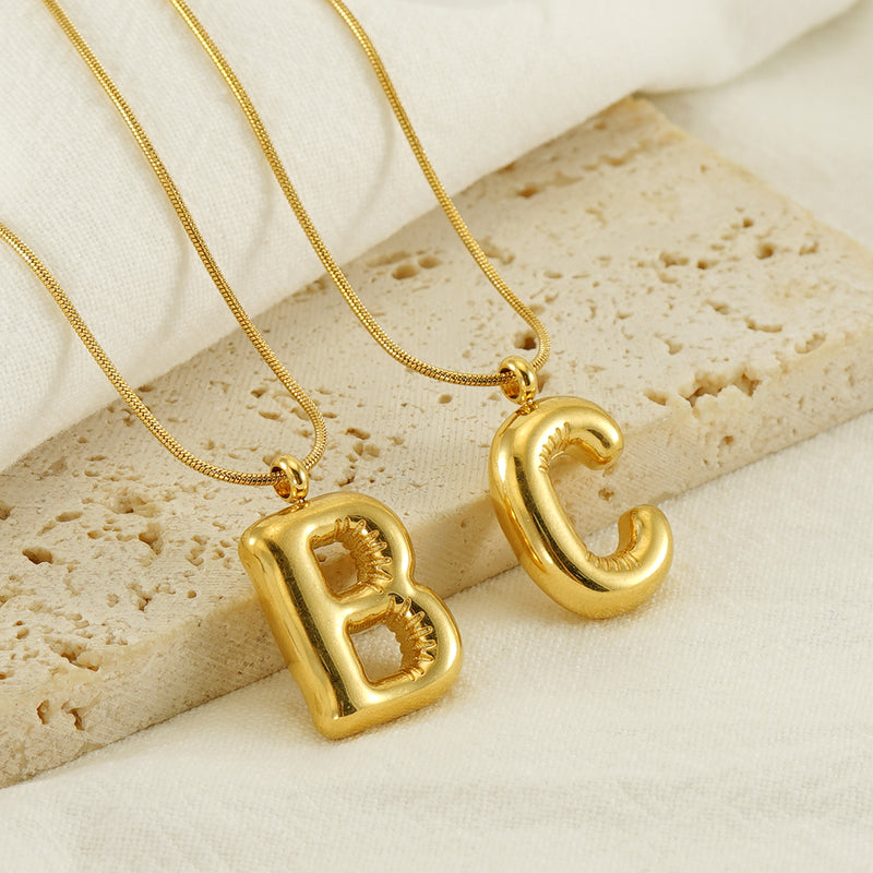 casual classic style letter stainless steel polishing plating 18k gold plated pendant necklace By Trendy Jewels