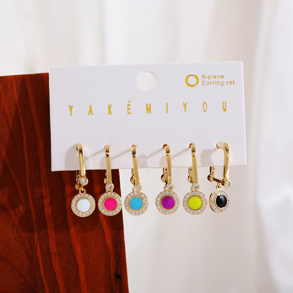casual water droplets copper 14k gold plated zircon drop earrings earrings in bulk By Trendy Jewels