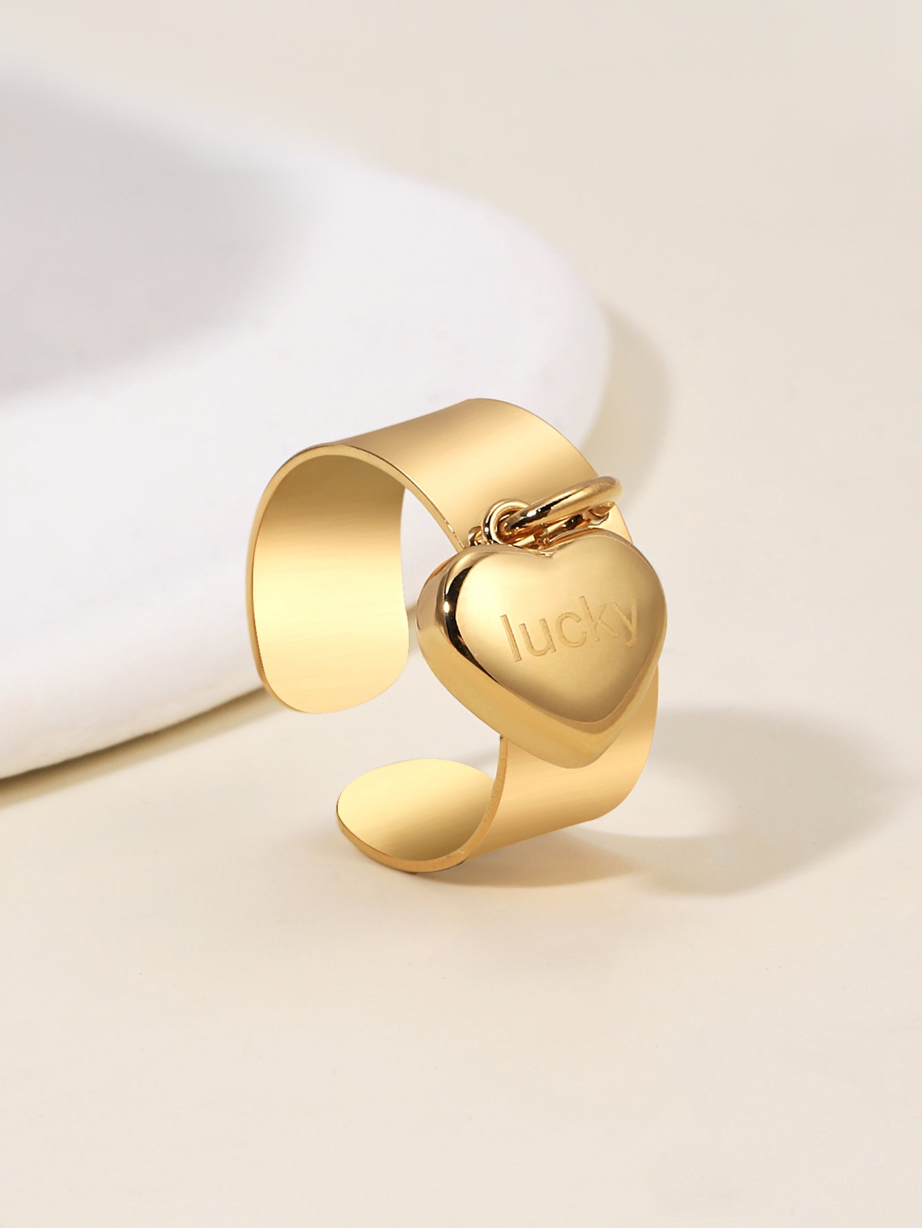 simple style letter heart shape stainless steel plating 18k gold plated charm rings By Trendy Jewels