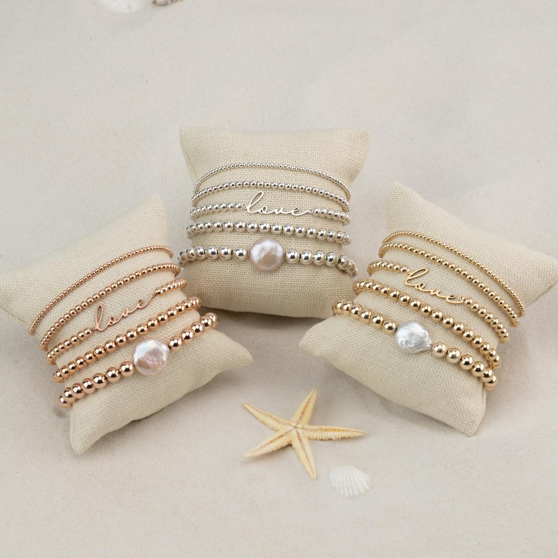 ethnic style bohemian love freshwater pearl copper beaded plating 14k gold plated rose gold plated silver plated bracelets By Trendy Jewels