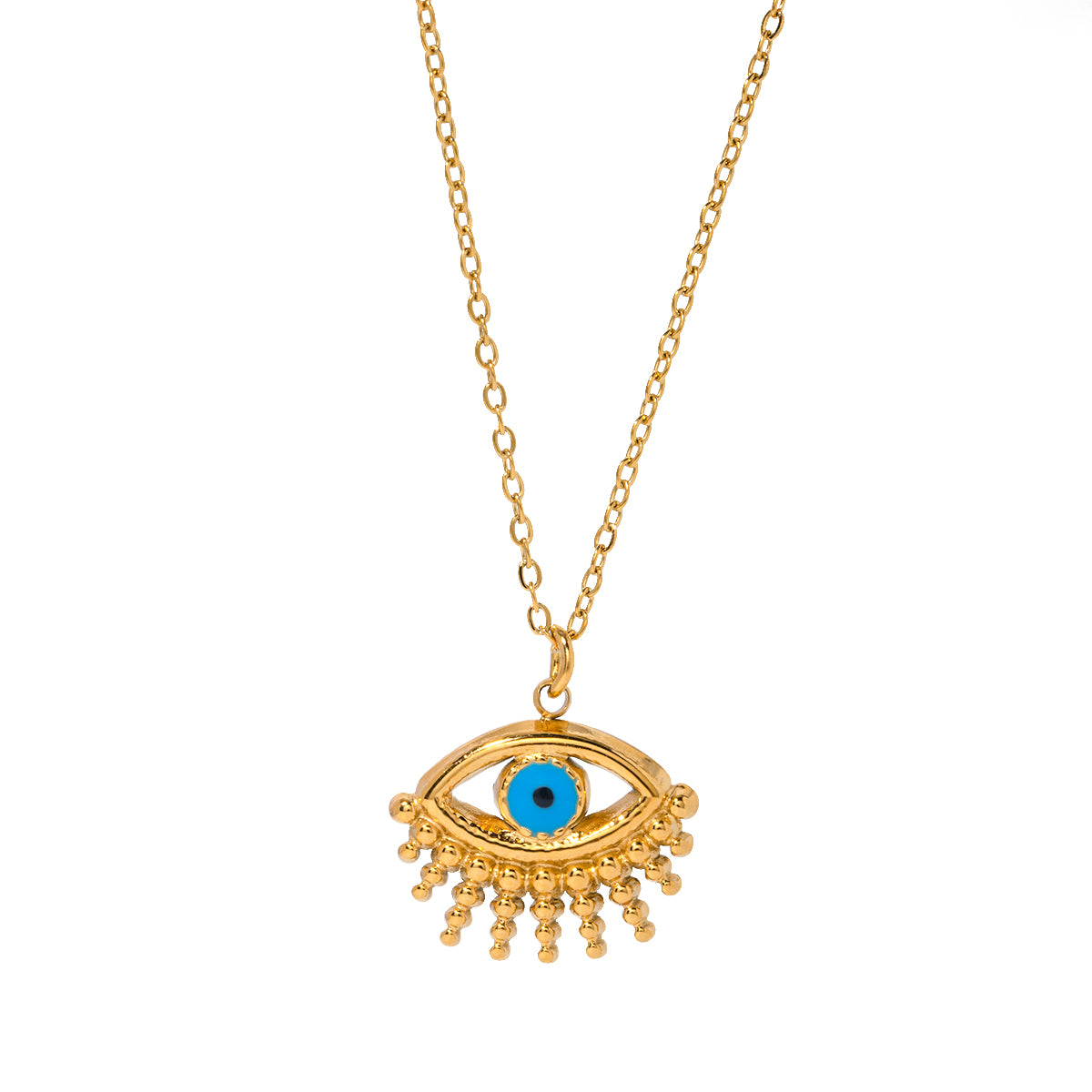 304 Stainless Steel 18K Gold Plated IG Style Hollow Out Devil's Eye Necklace By Trendy Jewels