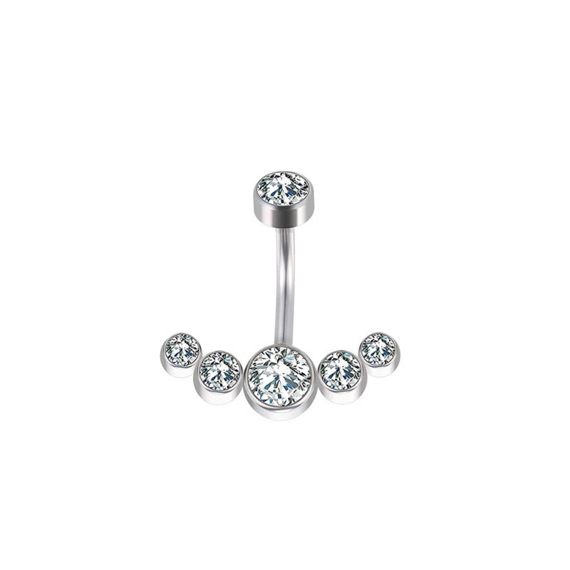 basic vacation sexy geometric stainless steel zircon belly ring in bulk By Trendy Jewels
