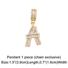 fashion zircon letter hip hop men's and women's copper necklace By Trendy Jewels