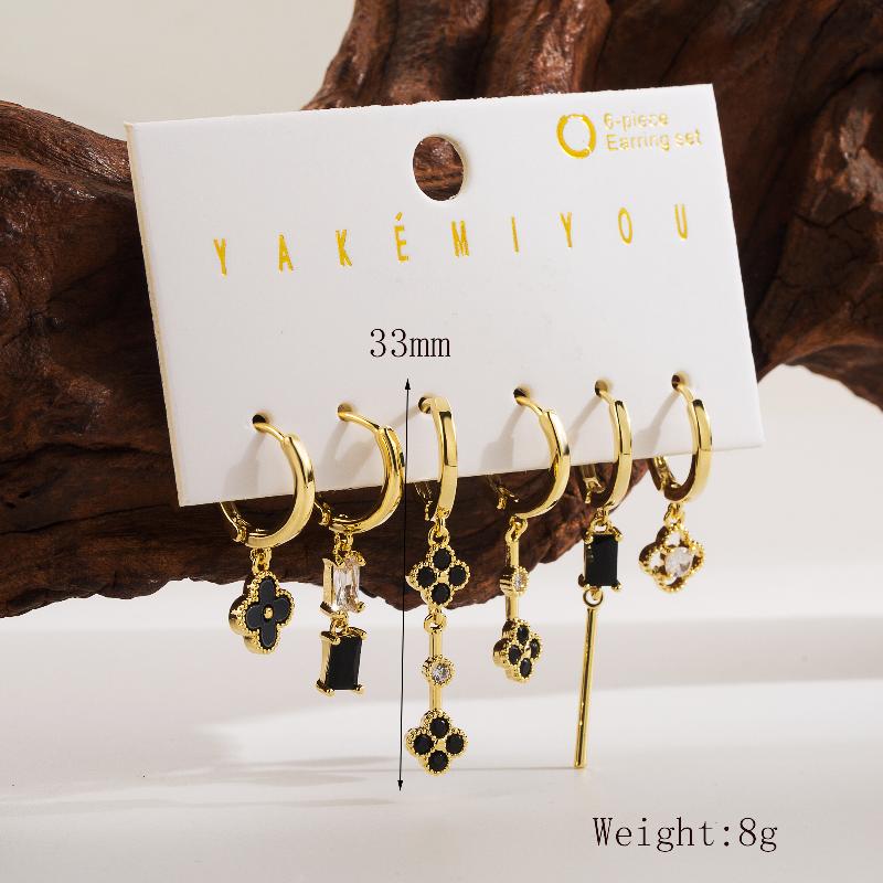 Copper 14K Gold Plated Yakemiyou Sweet Inlay Cartoon Character Flower Acrylic Zircon Drop Earrings By Trendy Jewels