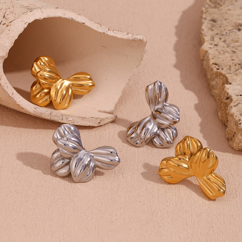 1 Pair Basic Vintage Style Commute Flower Plating 304 Stainless Steel 18K Gold Plated Ear Studs By Trendy Jewels