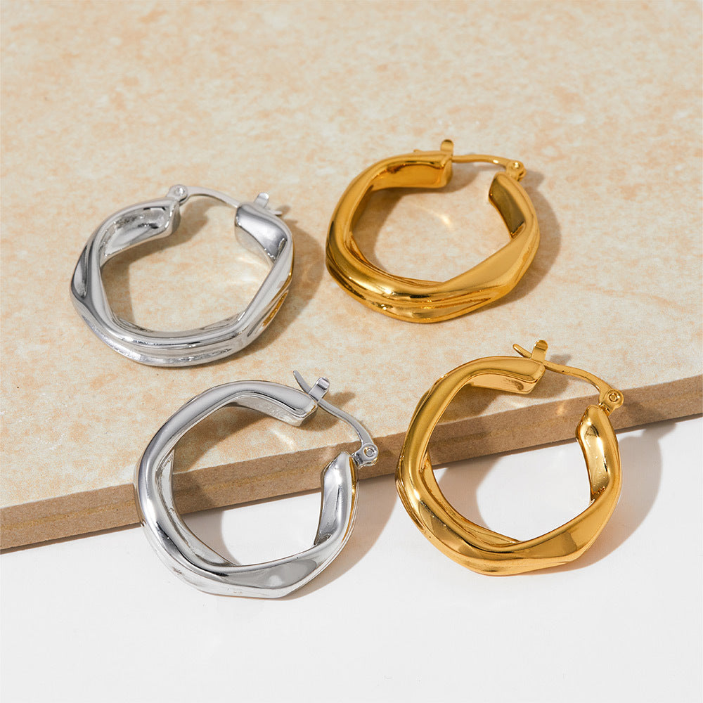 1 Pair Simple Style Solid Color Plating 304 Stainless Steel 16K Gold Plated White Gold Plated Gold Plated Earrings By Trendy Jewels