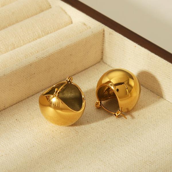 1 Pair Vintage Style Classic Style Round Plating 304 Stainless Steel 18K Gold Plated Earrings By Trendy Jewels