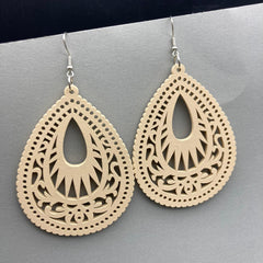 1 Pair Casual Retro Simple Style Water Droplets Stoving Varnish Wood Drop Earrings By Trendy Jewels