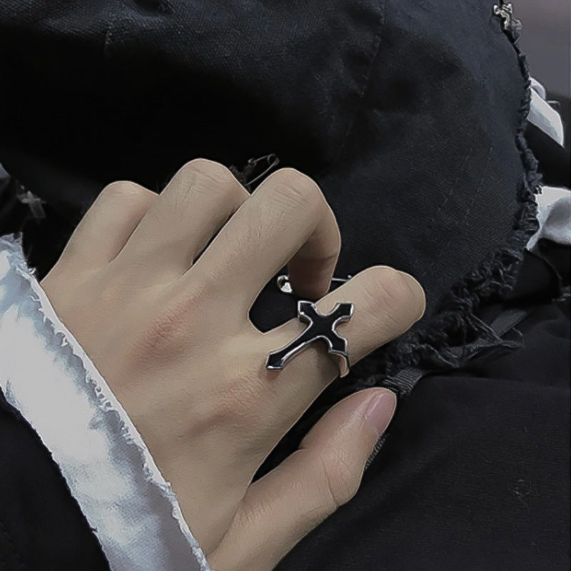 gothic cross alloy unisex open ring 1 piece By Trendy Jewels