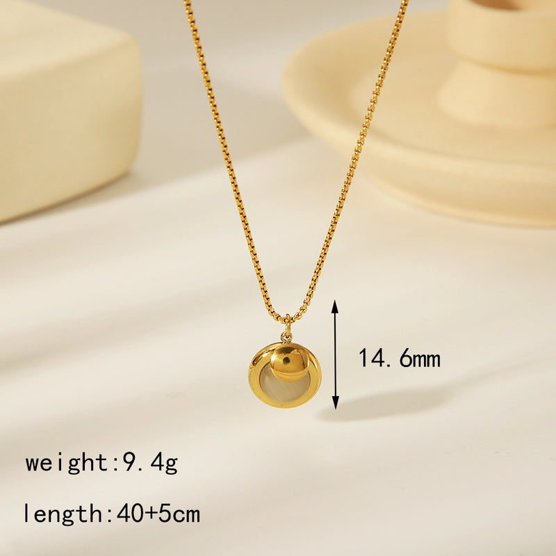 304 Stainless Steel 18K Gold Plated Casual Vintage Style Inlay Round Knot Zircon Pendant Necklace By Trendy Jewels