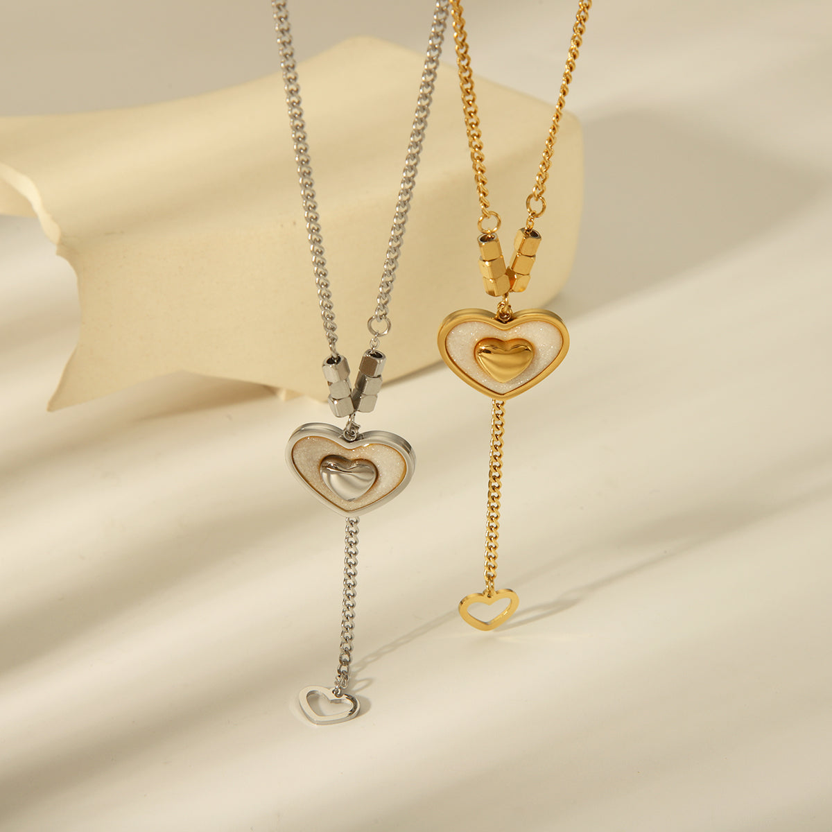 Casual Simple Style Heart Shape 304 Stainless Steel Inlay 18K Gold Plated Pendant Necklace By Trendy Jewels