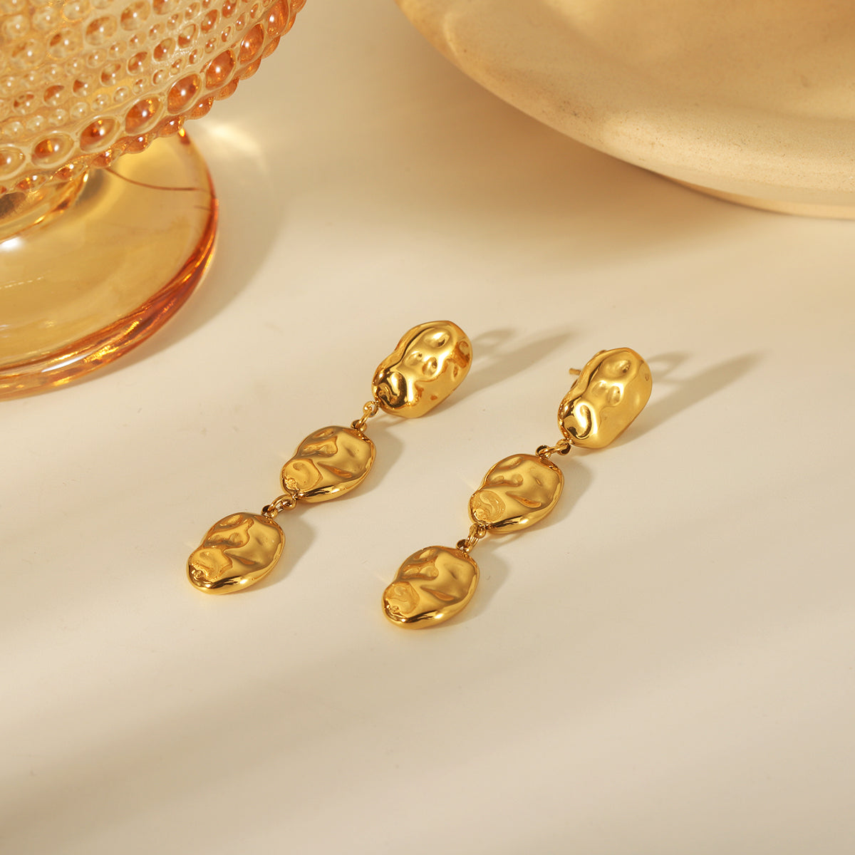 1 Pair Vintage Style Exaggerated Round Plating 304 Stainless Steel 18K Gold Plated Drop Earrings By Trendy Jewels