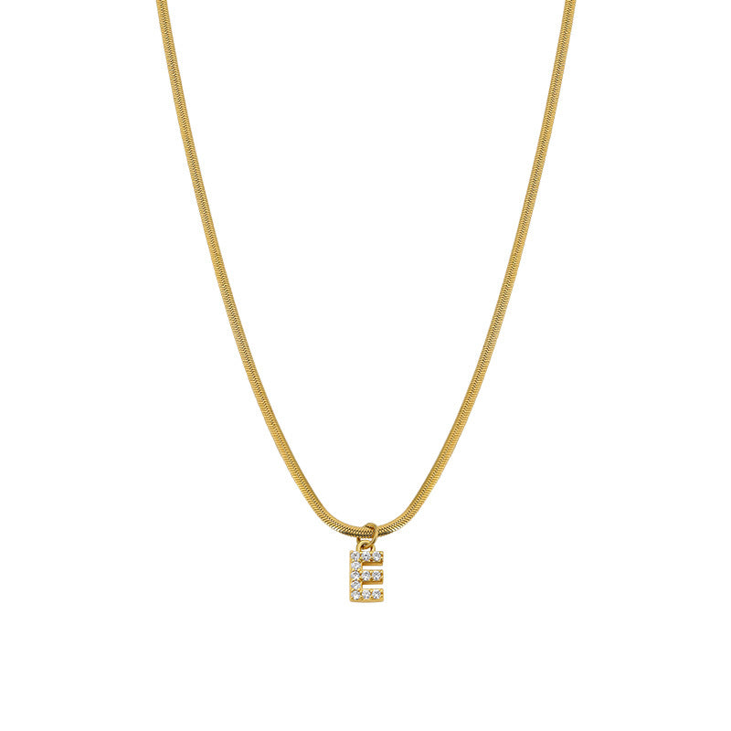 fashion letter titanium steel inlay zircon pendant necklace By Trendy Jewels