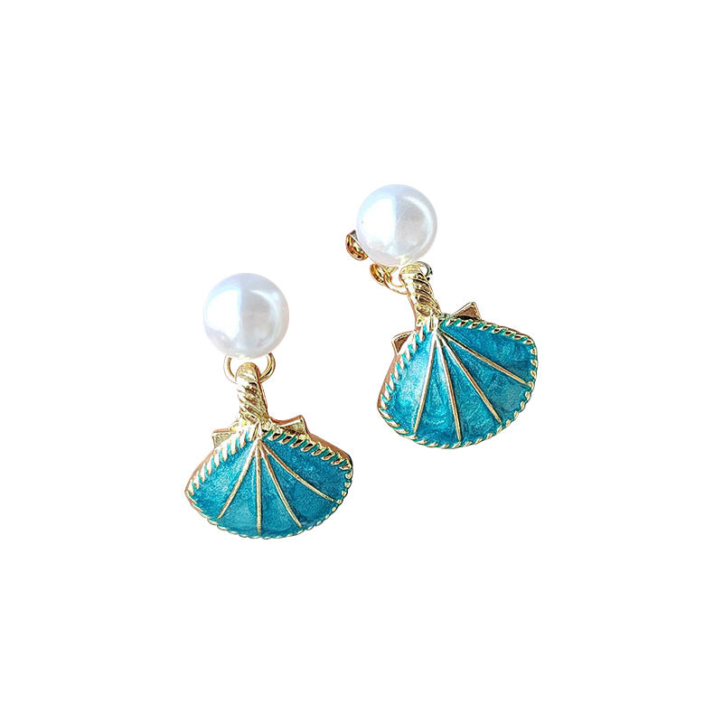 1 Pair Elegant Romantic Ocean Pearl Shell Inlay Titanium Steel Pearl Shell Drop Earrings By Trendy Jewels