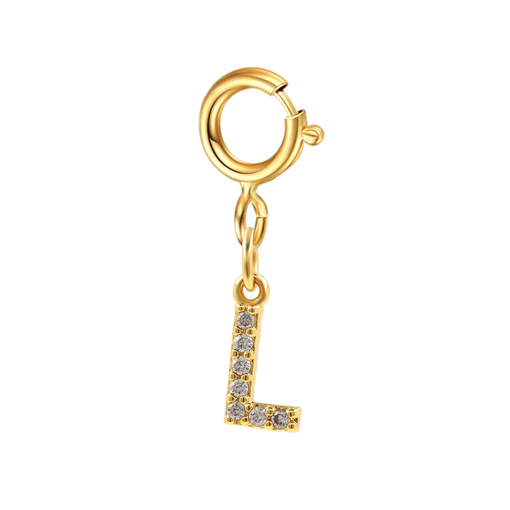 basic letter stainless steel copper zircon pendant necklace in bulk By Trendy Jewels