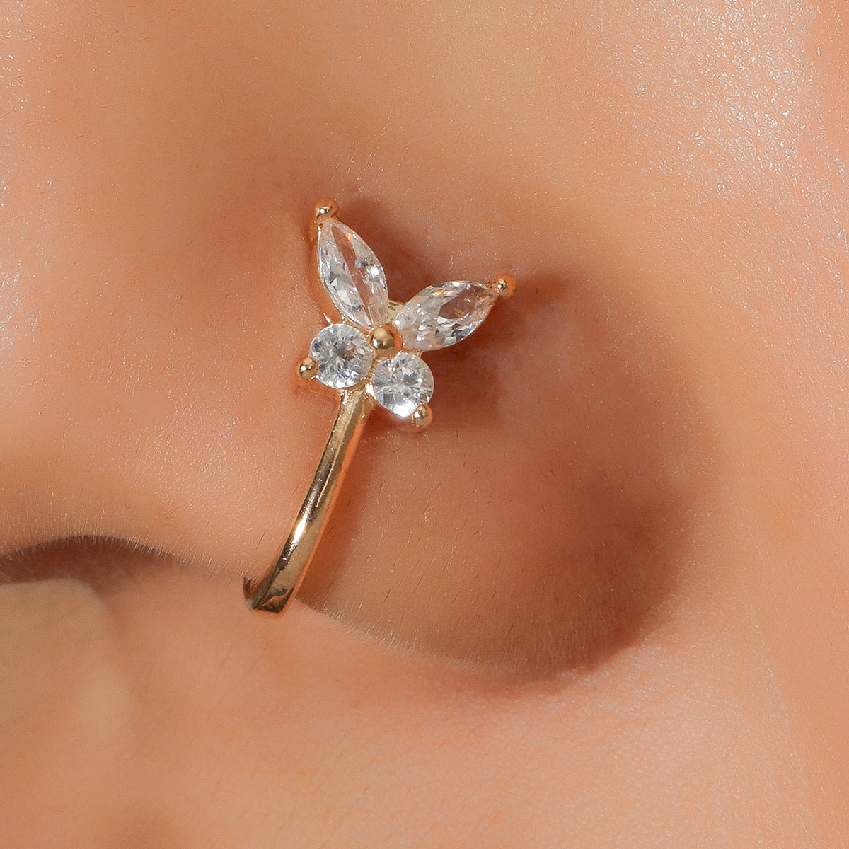 butterfly non-pierced nose clip copper inlaid zircon u-shaped nose ring By Trendy Jewels