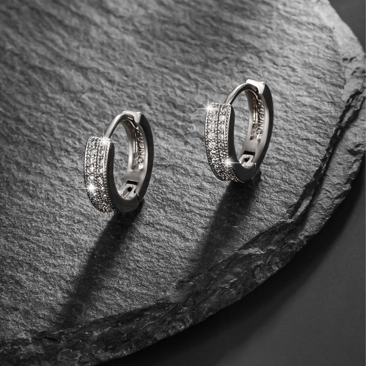 1 Pair Simple Style Geometric Solid Color Plating Alloy Artificial Gemstones Platinum Plated Hoop Earrings By Trendy Jewels