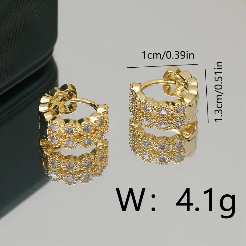 1 Pair Cute Sweet Commute Round Plating Inlay Copper Zircon 18K Gold Plated Ear Studs By Trendy Jewels