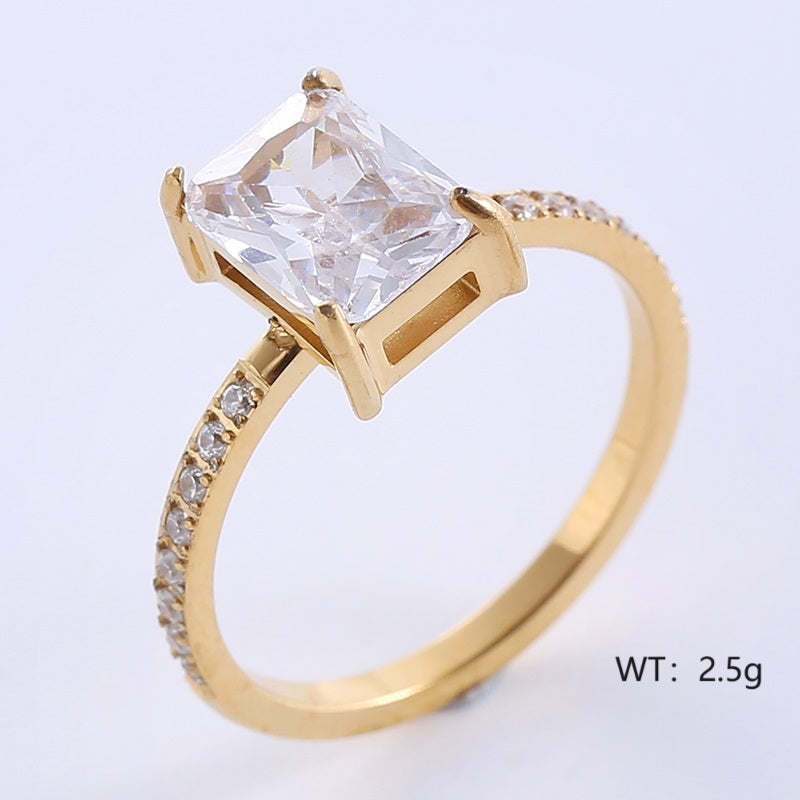 classic style solid color stainless steel plating inlay zircon 24k gold plated rose gold plated rings By Trendy Jewels