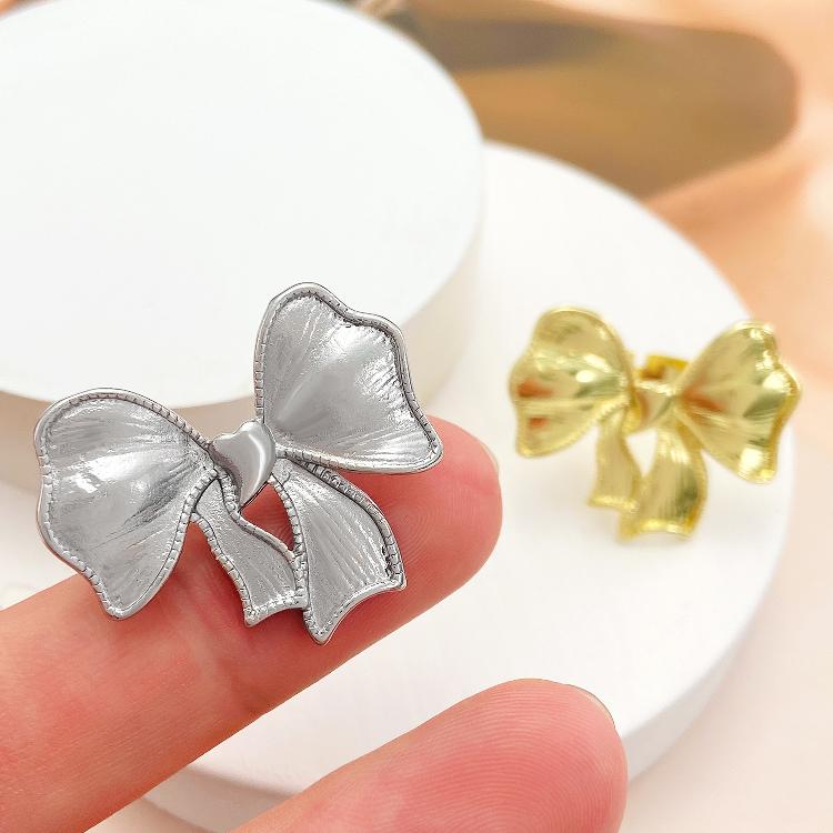 simple style classic style bow knot alloy plating gold plated silver plated women's open rings By Trendy Jewels