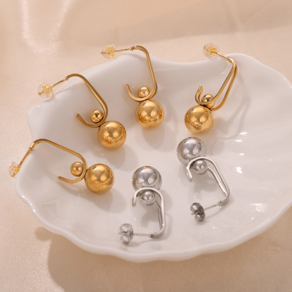 1 Pair Casual Simple Style Commute Solid Color Titanium Steel 18K Gold Plated Drop Earrings By Trendy Jewels