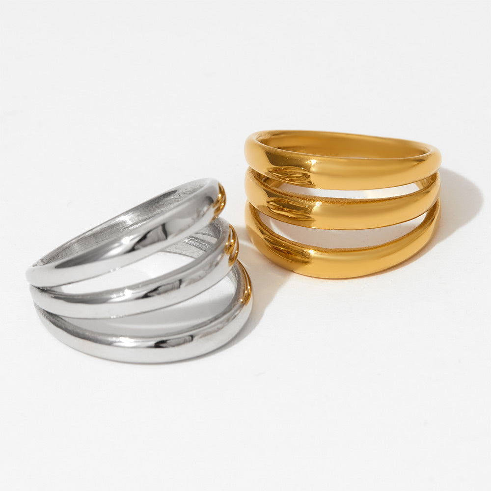 304 Stainless Steel 16K Gold Plated White Gold Plated Gold Plated Simple Style Plating Solid Color Rings By Trendy Jewels
