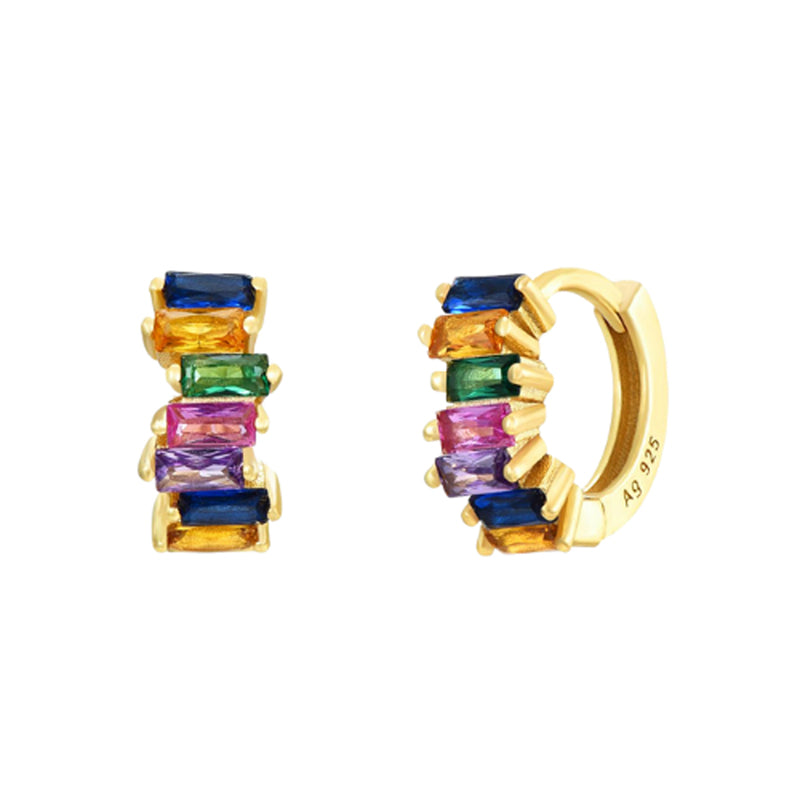 1 pair elegant classic style petal inlay copper zircon 24k gold plated drop earrings ear studs By Trendy Jewels