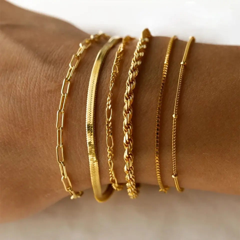 Casual Geometric 304 Stainless Steel 16K Gold Plated White Gold Plated Gold Plated Bracelets In Bulk By Trendy Jewels