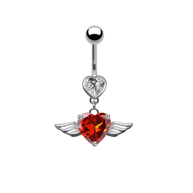 fashion heart shape stainless steel plating zircon belly ring By Trendy Jewels