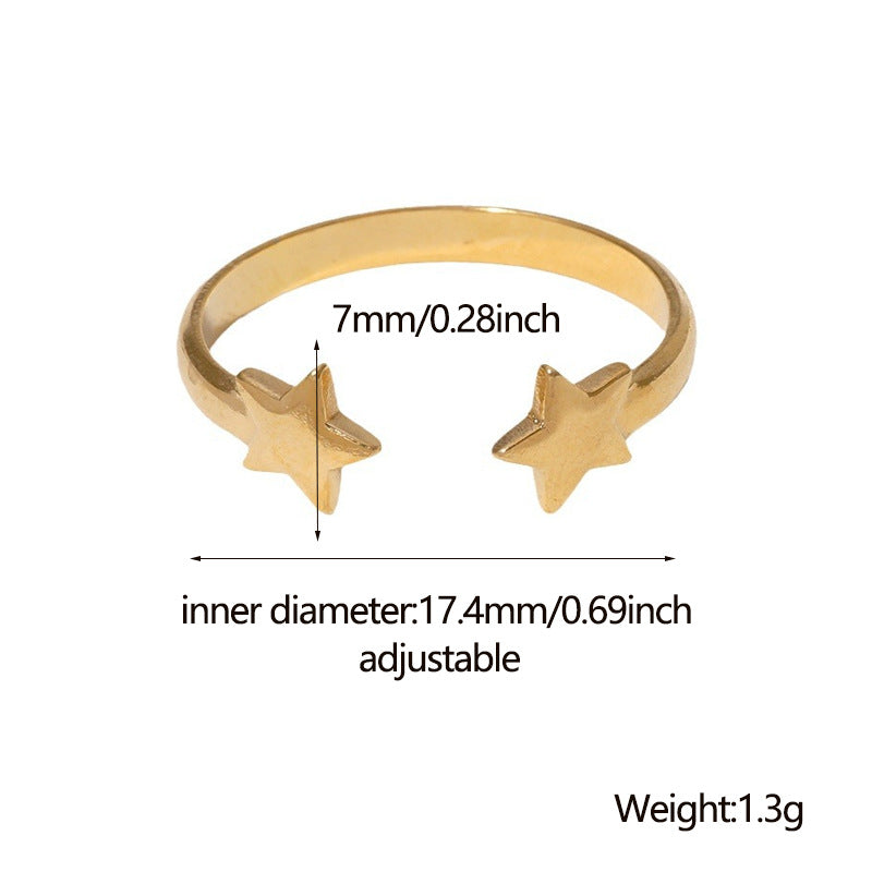 304 Stainless Steel 18K Gold Plated Simple Style Plating Star Open Rings By Trendy Jewels