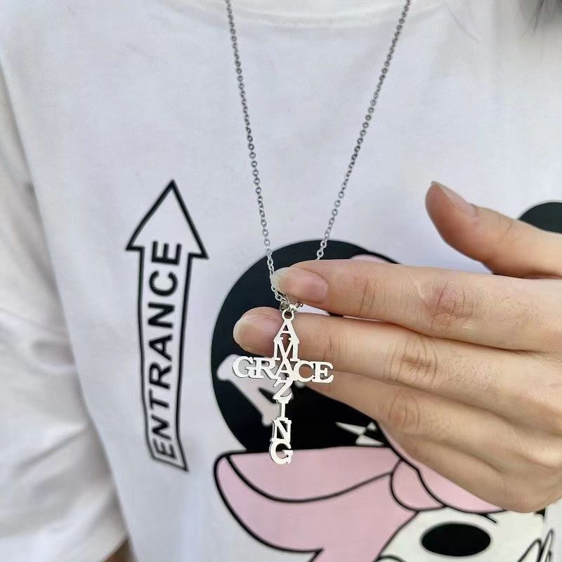 streetwear letter stainless steel unisex pendant necklace By Trendy Jewels