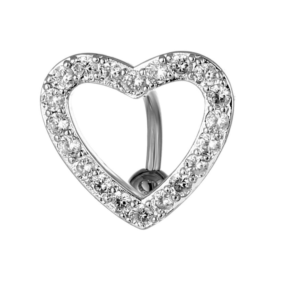 fashion heart shape copper inlaid zircon unisex belly ring 1 piece By Trendy Jewels