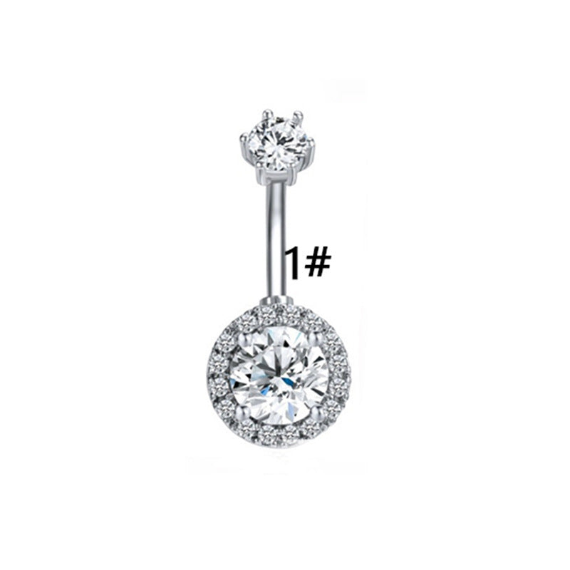 elegant luxurious animal snowflake stainless steel copper plating hollow out inlay zircon white gold plated belly ring By Trendy Jewels