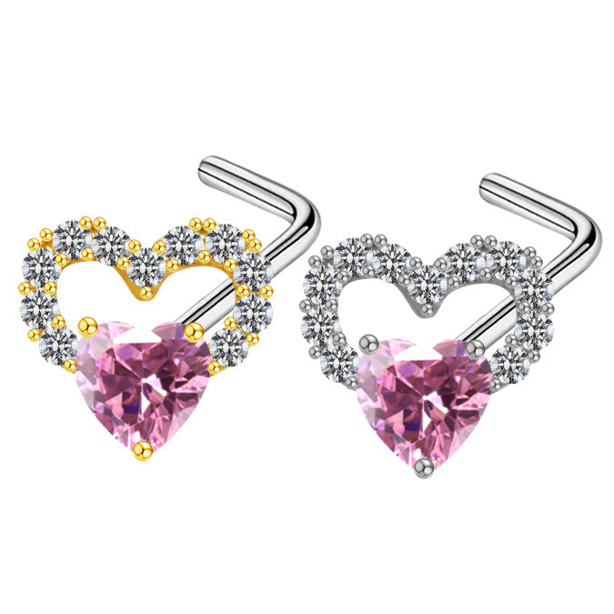 sexy cross heart shape butterfly stainless steel titanium copper plating inlay zircon white gold plated gold plated nose studs By Trendy Jewels