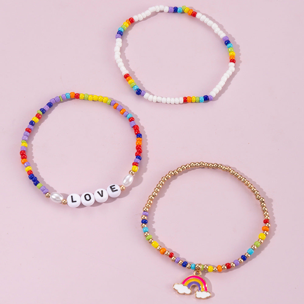 fashion beach letter rainbow plastic/resin beads bracelets By Trendy Jewels
