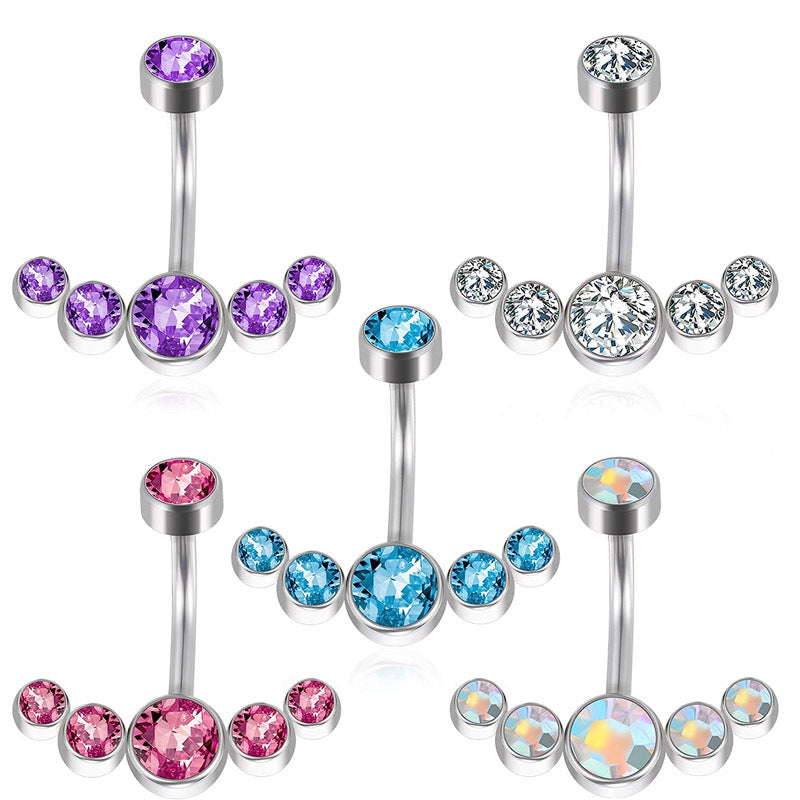 basic vacation sexy geometric stainless steel zircon belly ring in bulk By Trendy Jewels