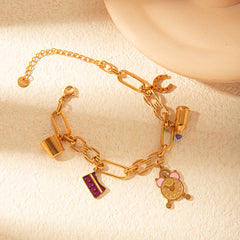 304 Stainless Steel Gold Plated Preppy Style Shiny Patchwork Enamel Plating Cup Wine Bottle Bracelets By Trendy Jewels
