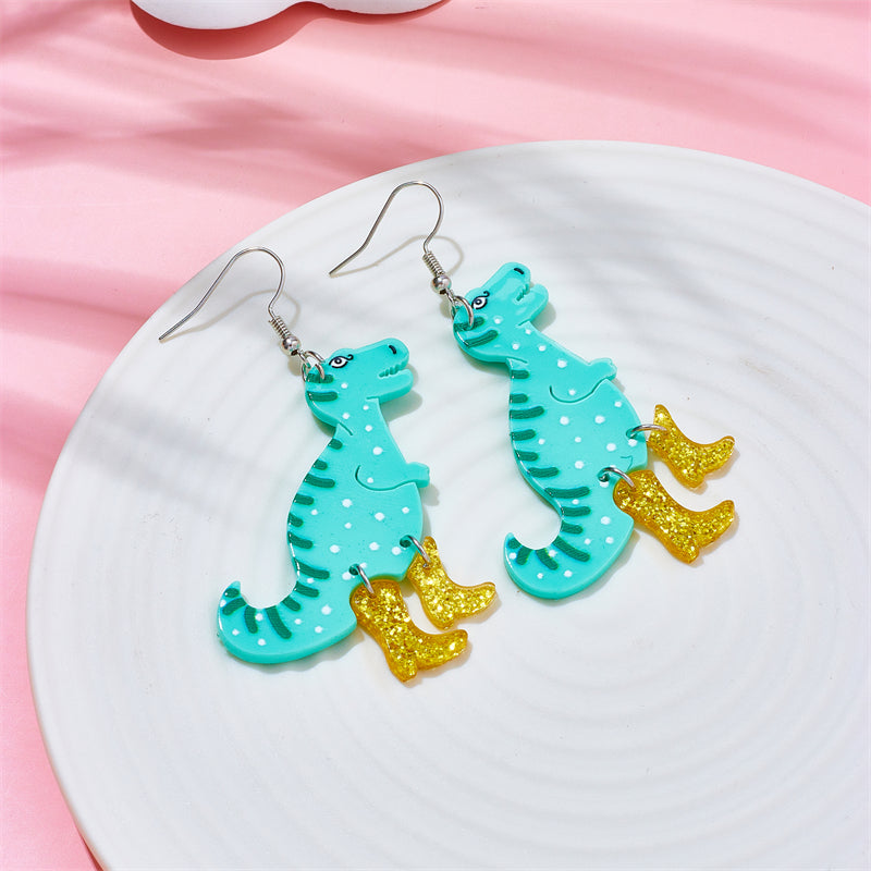 1 pair cartoon style dinosaur arylic drop earrings By Trendy Jewels