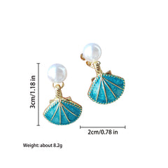 1 Pair Elegant Romantic Ocean Pearl Shell Inlay Titanium Steel Pearl Shell Drop Earrings By Trendy Jewels