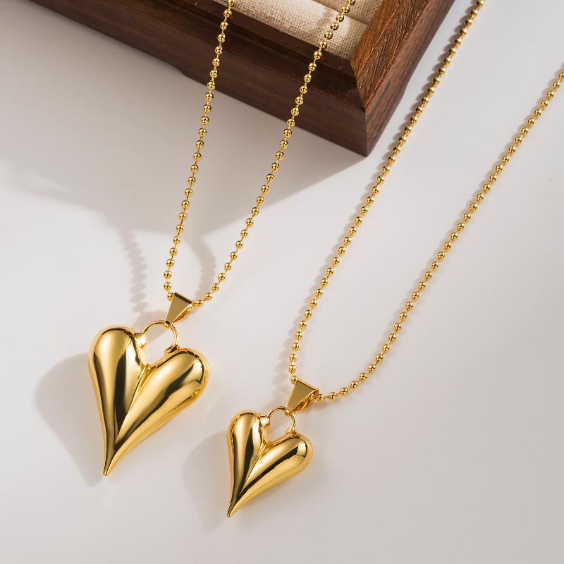 Copper 18K Gold Plated Basic Modern Style Classic Style Heart Shape Solid Color Pendant Necklace By Trendy Jewels