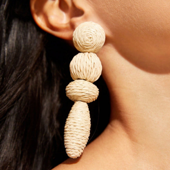 1 Pair Casual Simple Style Solid Color raffia Drop Earrings By Trendy Jewels